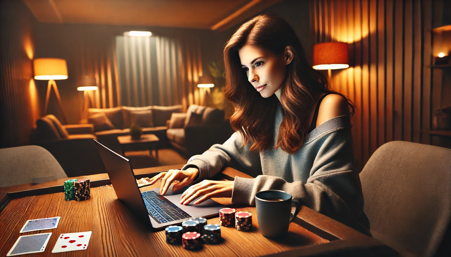 A poker player observing opponents during an online game